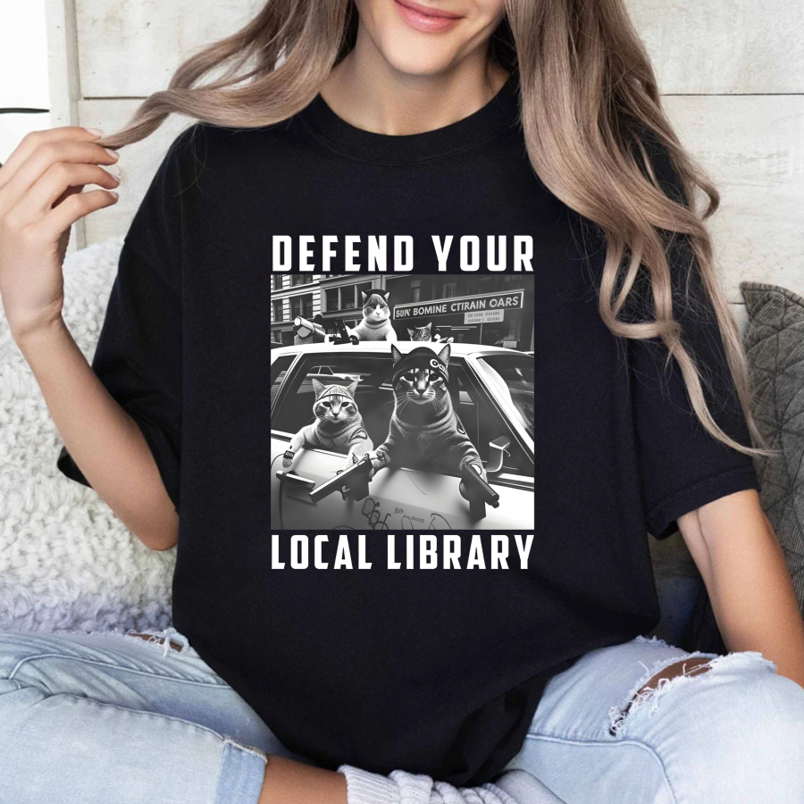 Wardrobecart Defend Your Local Library Cats With Guns Tshirt