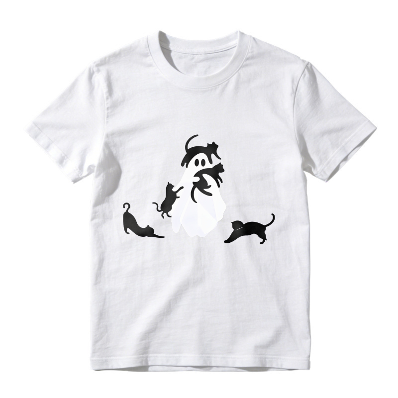Cute Ghost Surrounded By Cats Halloween Unisex Classic T-shirt