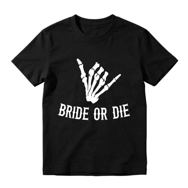 Skeleton Hand Rock Sign Bride Or Die Unisex Classic T-shirt