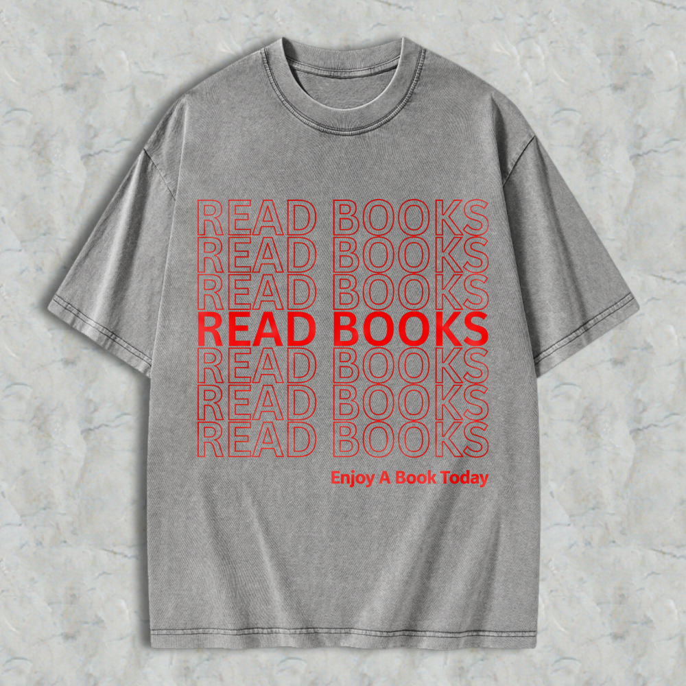 Wardrobecart Read Books Pattern Unisex Washed T-shirt