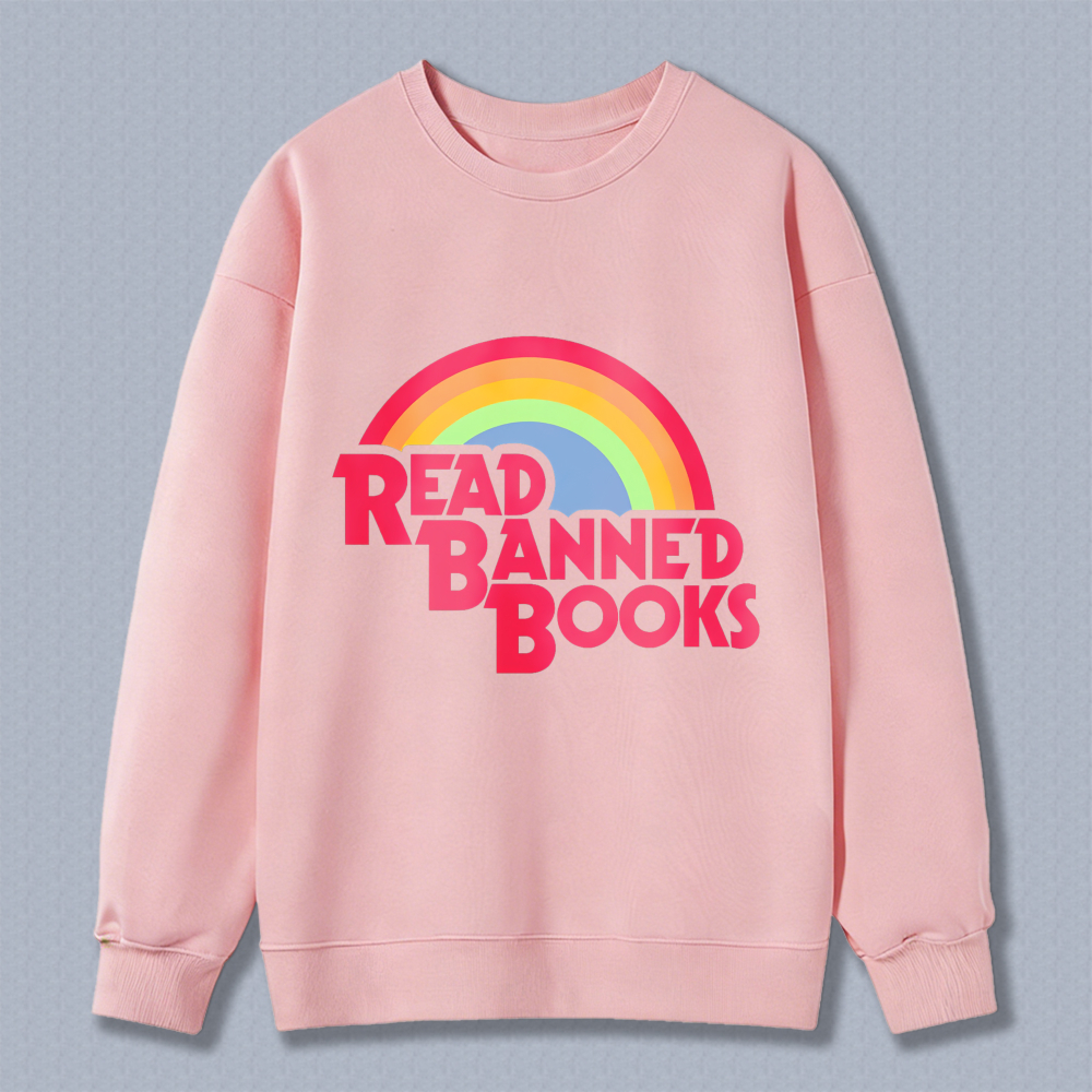 Wardrobecart Read Banned Books Rainbow Design Unisex Classic Sweatshirt