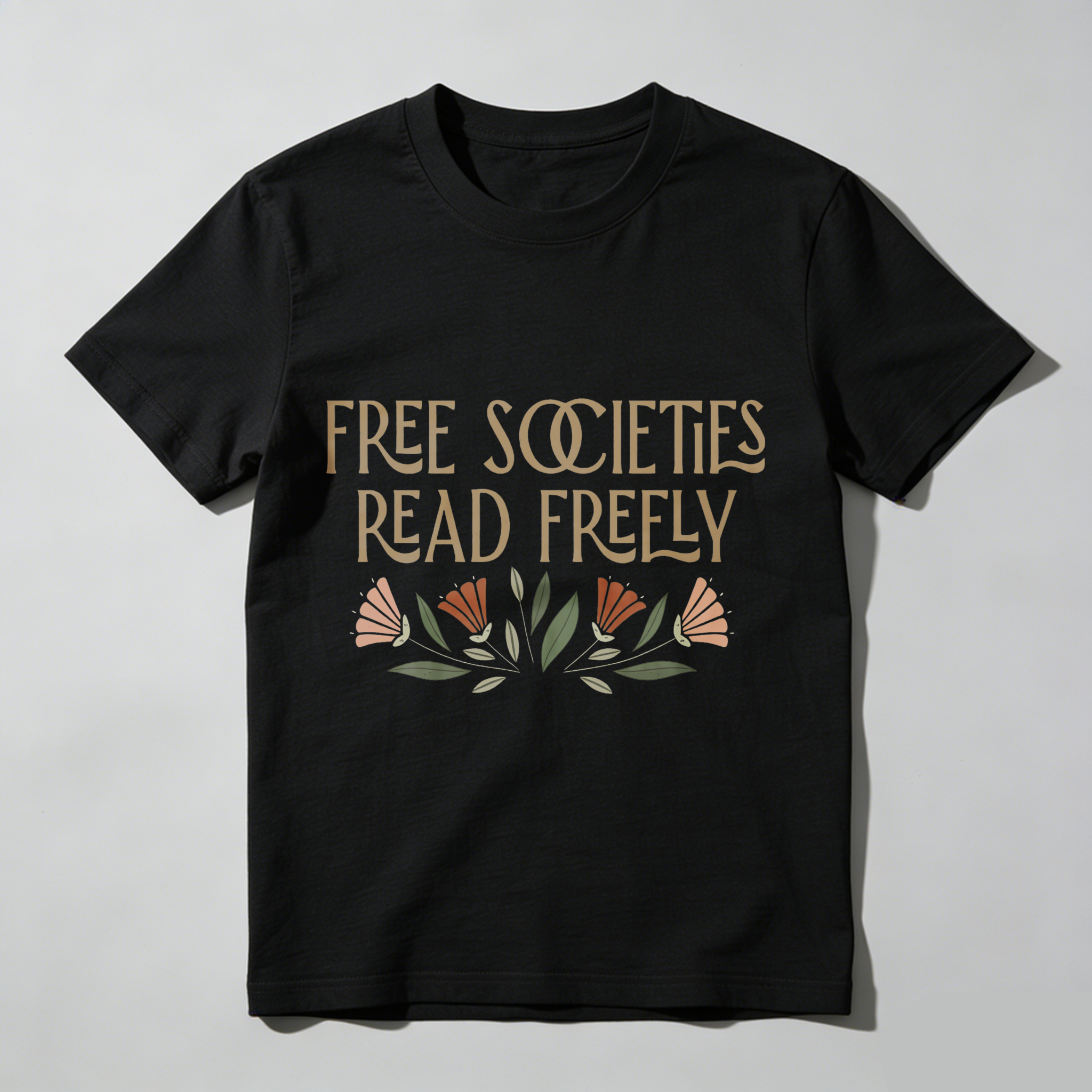 Wardrobecart Free Societies Read Freely Floral Design Tshirt