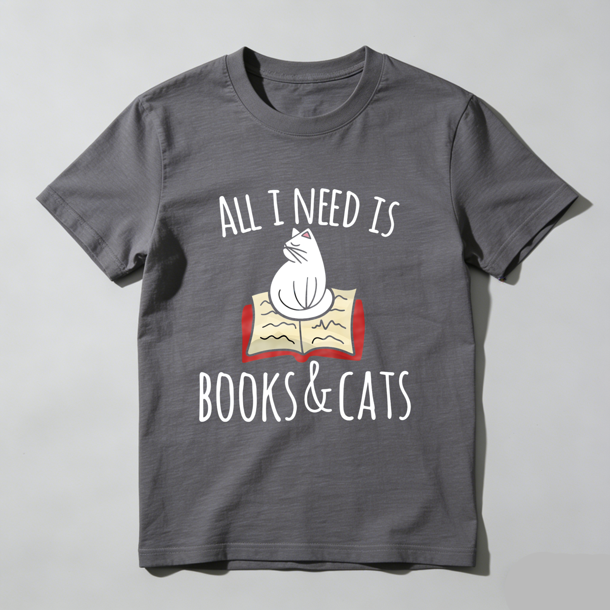 Wardrobecart All I Need Is Books And Cats Tshirt