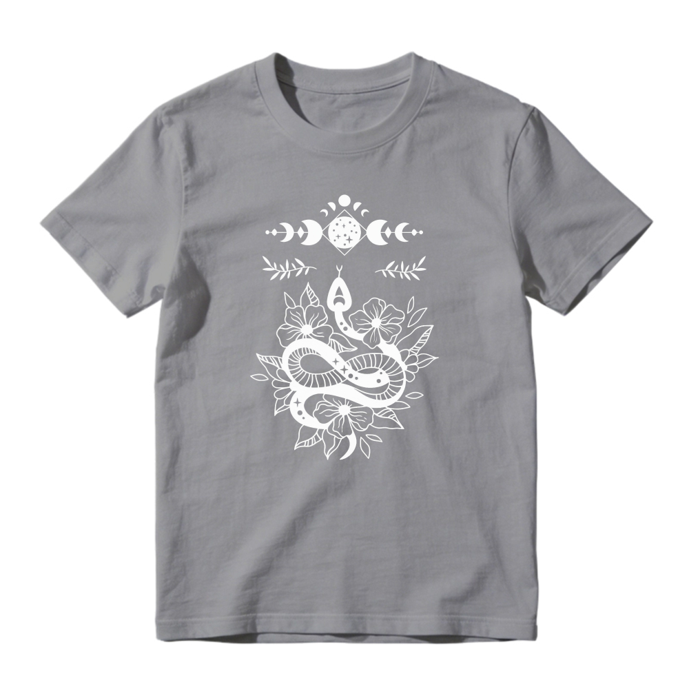 Snake And Floral Moon Phase Boho Graphic, Unisex Classic T-shirt