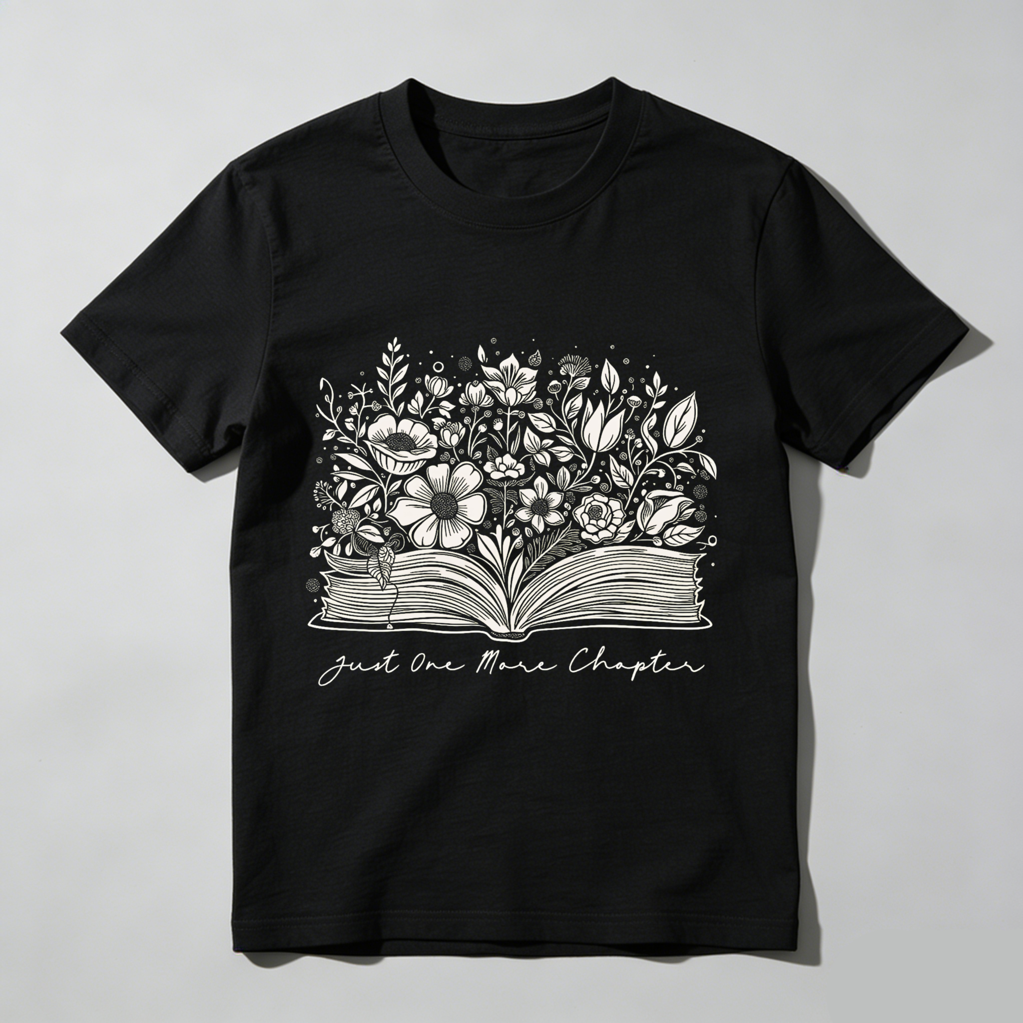 Wardrobecart Open Book With Flowers And Text Tshirt