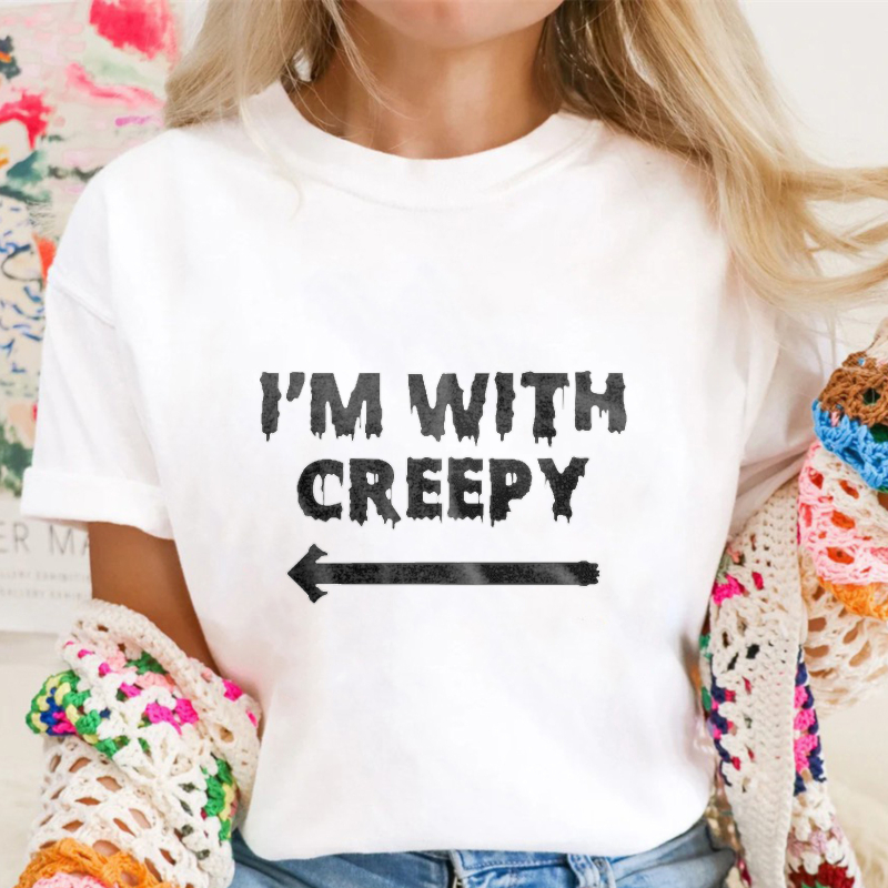 I'm With Creepy Funny Halloween Horror Text Graphic T-shirt