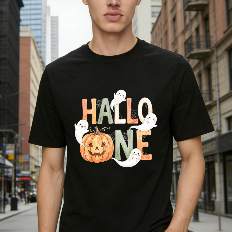 Halloween Pumpkin And Ghosts Graphic Unisex Classic T-shirt