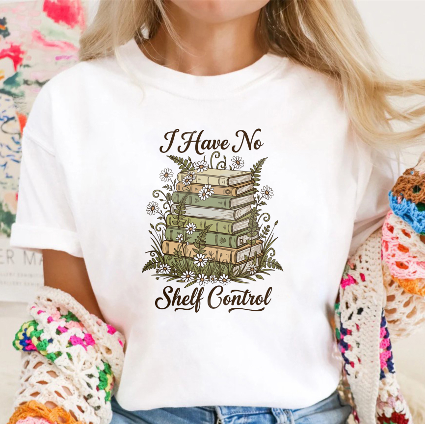 Wardrobecart Stack Of Books With Flowers And Text I Have No Shelf Control Unisex Classic T-shirt