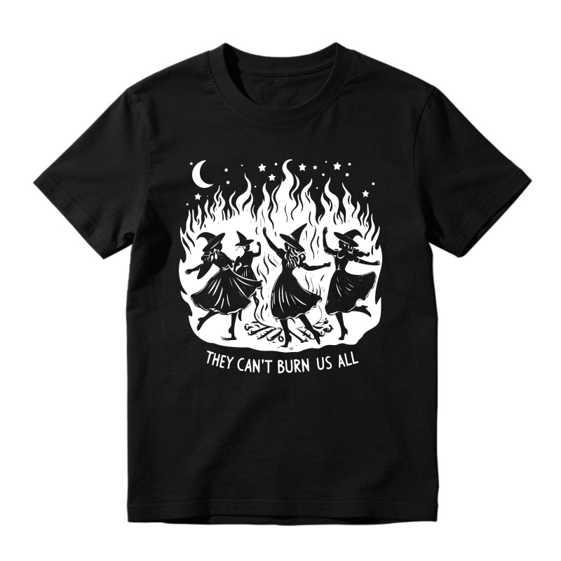 Witches Dancing In Flames They Cant Burn Us All Moon Stars Graphic, Unisex Classic T-shirt