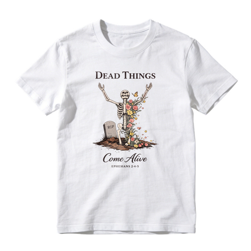 Dread Things Come Alive Skeleton With Flowers And Tombstone Graphic Unisex Classic T-shirt