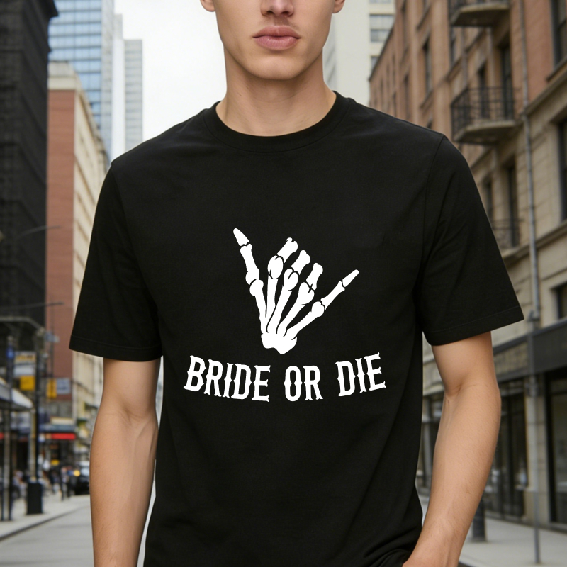 Skeleton Hand Rock Sign Bride Or Die Unisex Classic T-shirt