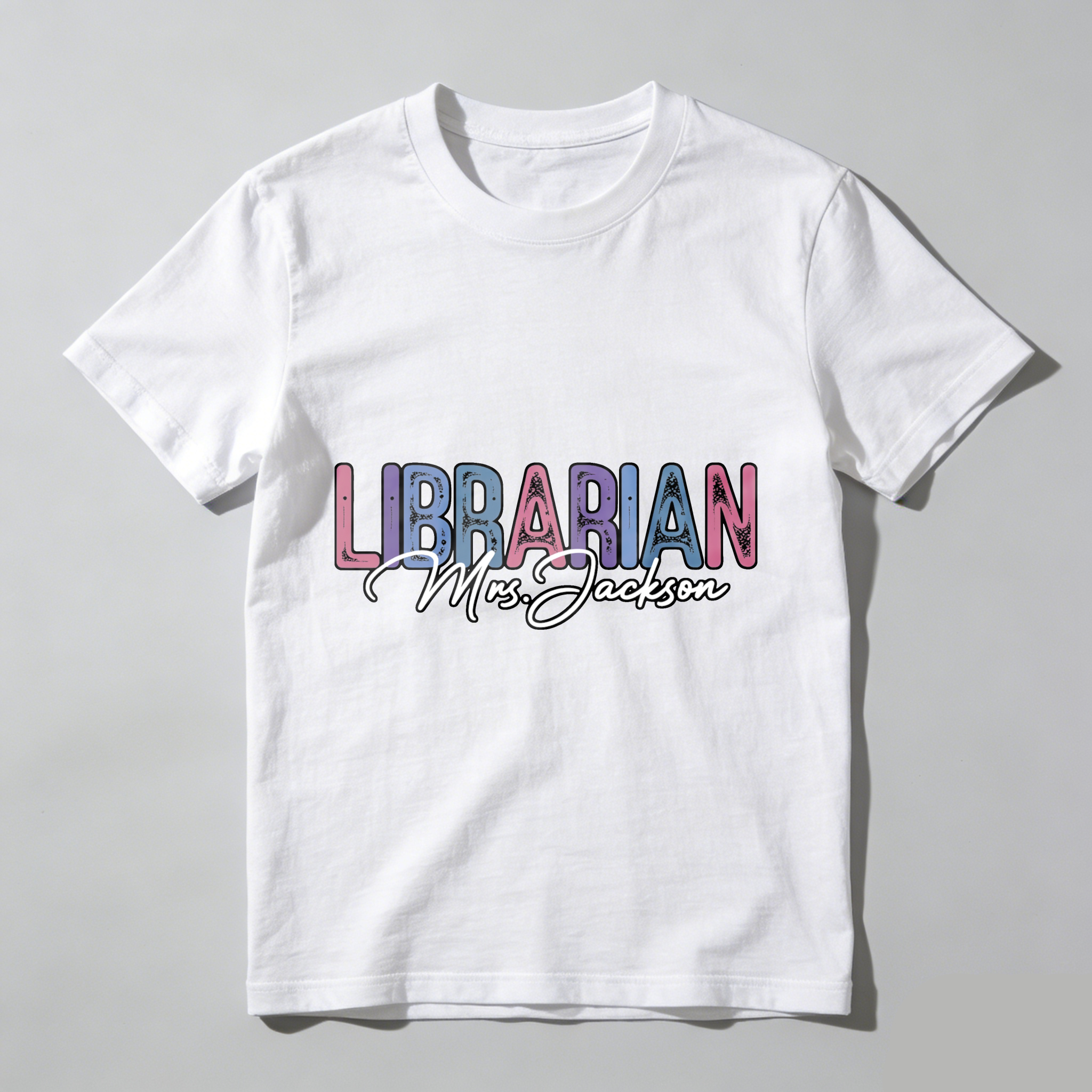 Wardrobecart Librarian Mrs Jackson Colorful Text Design Tshirt