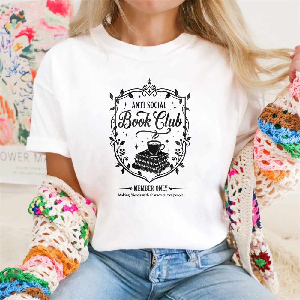 Wardrobecart Anti Social Book Club Member Only Tshirt 100% cotton