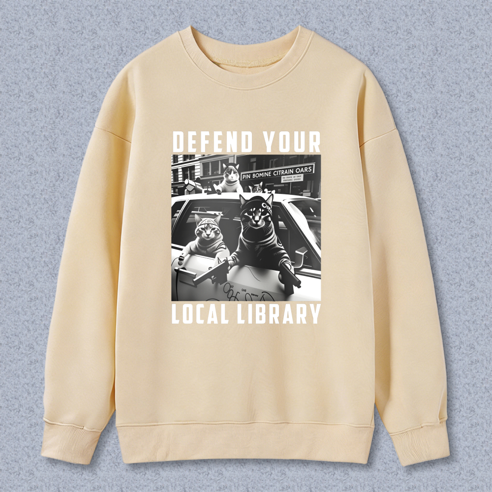 Wardrobecart Defend Your Local Library Cats With Guns Unisex Classic Sweatshirt