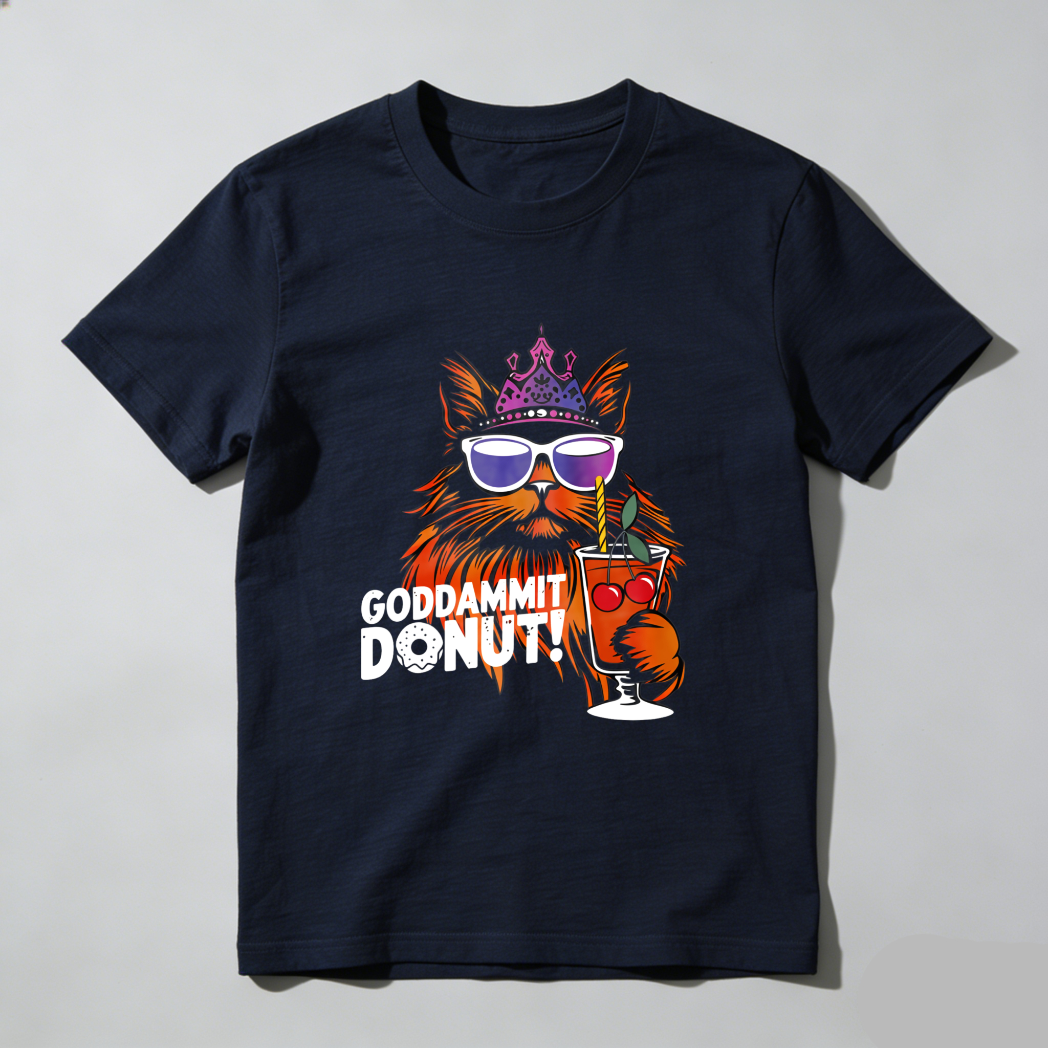 Wardrobecart Cat With Crown Sunglasses And Cocktail Tshirt