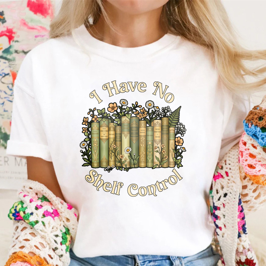 Wardrobecart I Have No Shelf Control Bookshelf Floral Design Unisex Classic T-shirt(3)
