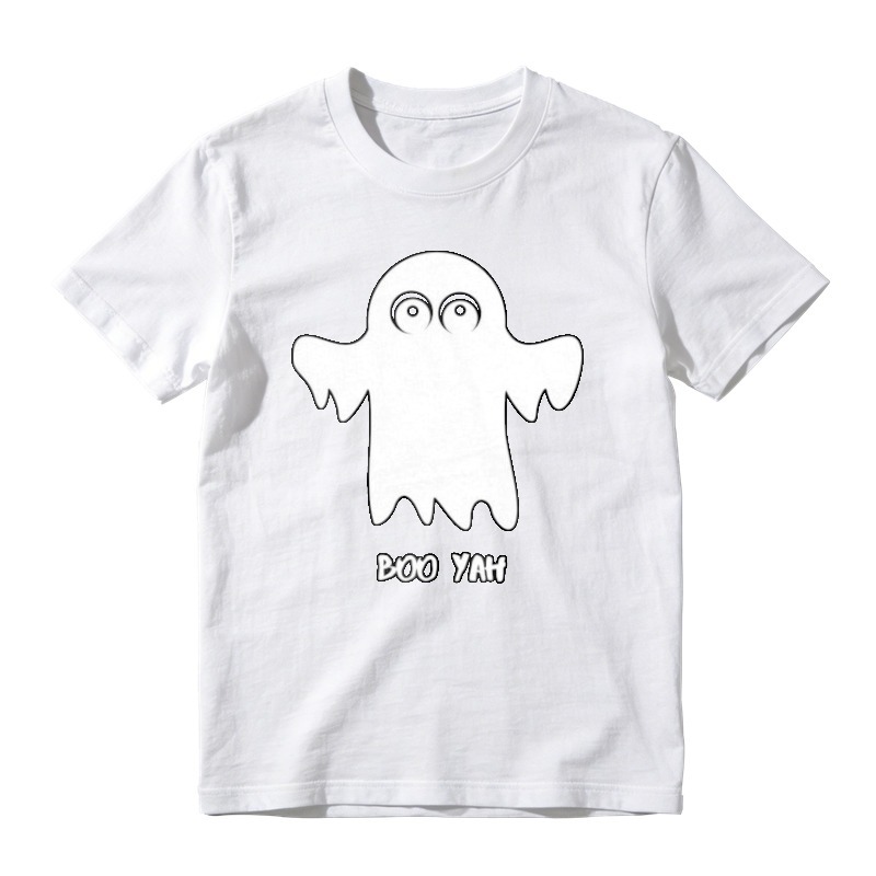 Cute White Ghost With Boo Yah Text Halloween Funny T-shirt