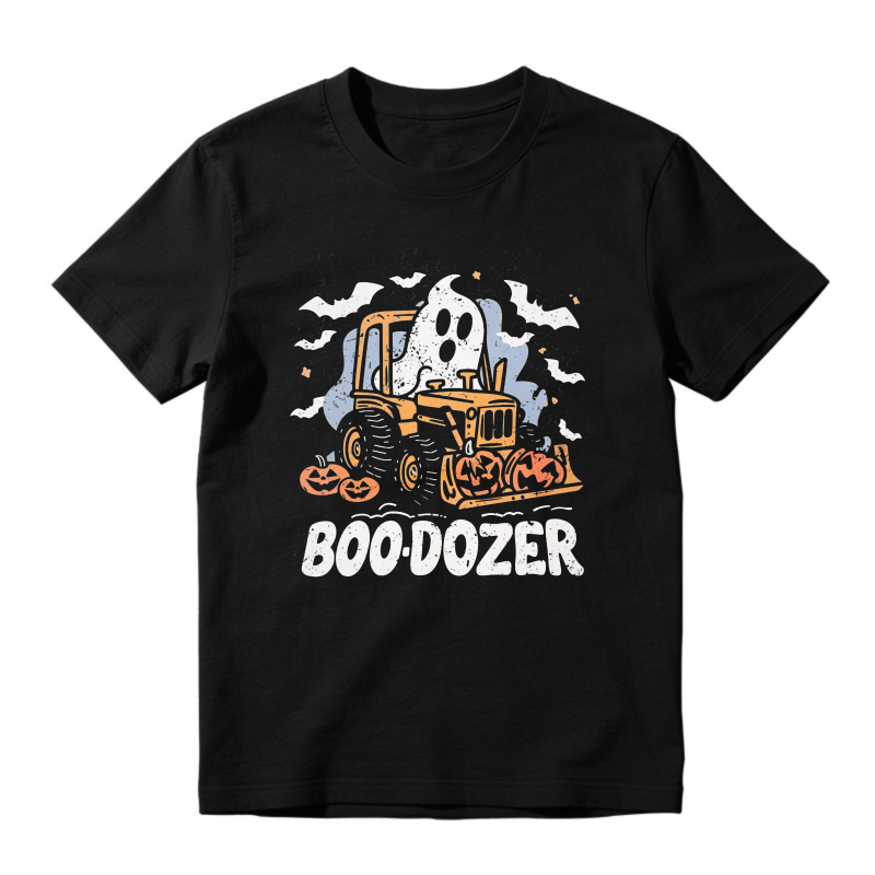 Halloween Boo Dozer Bulldozer Ghost Pumpkin Bat Graphic, Unisex Classic T-shirt