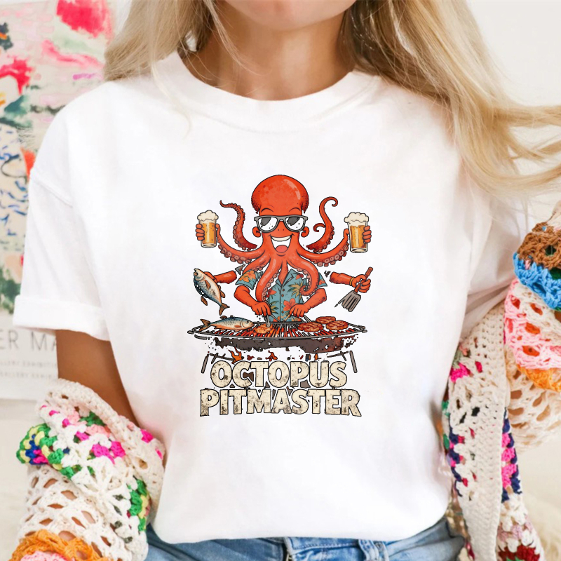 Octopus Pitmaster Grilling Seafood Beer Funny Graphic Unisex Classic T-shirt