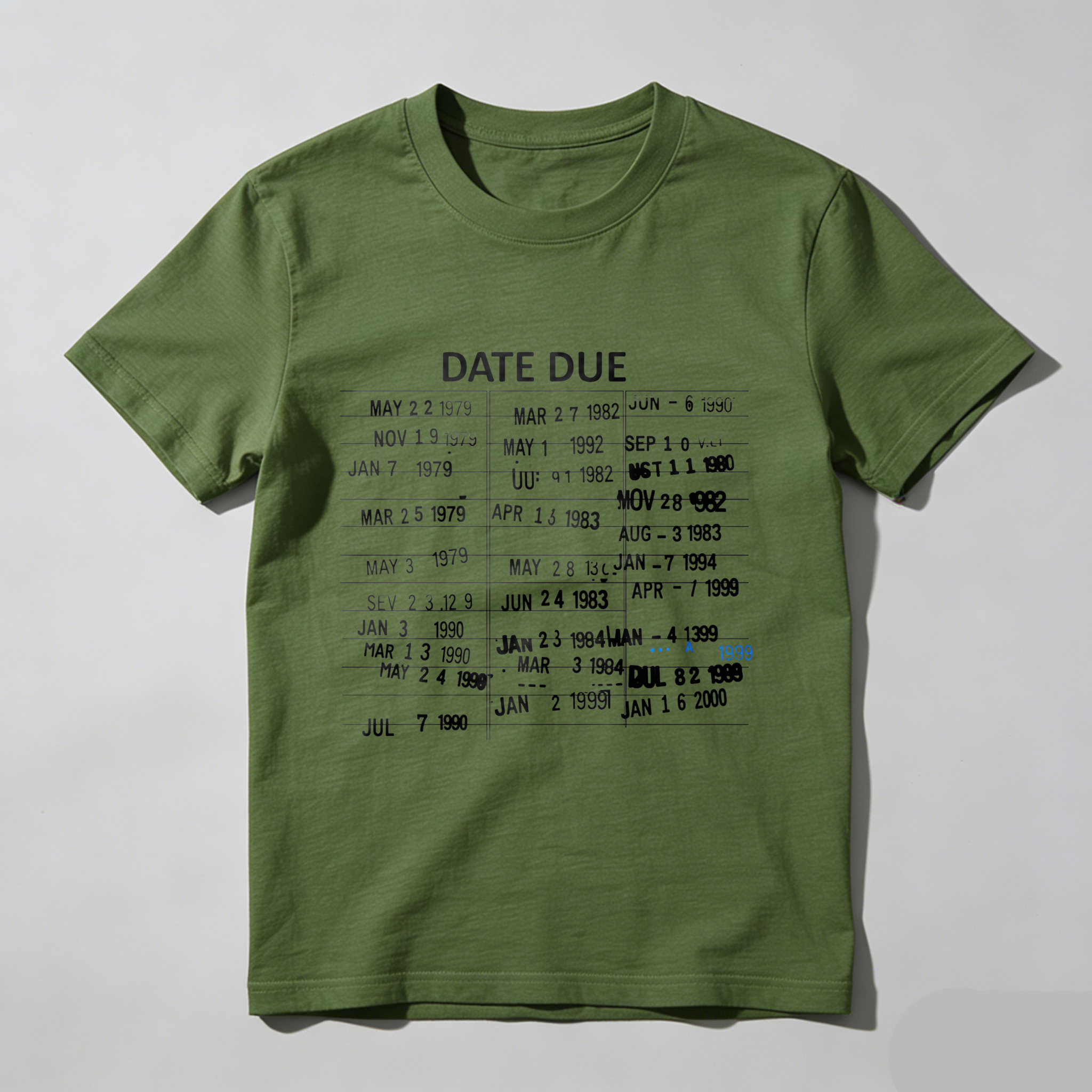 Wardrobecart Date Due Library Card Dates Tshirt