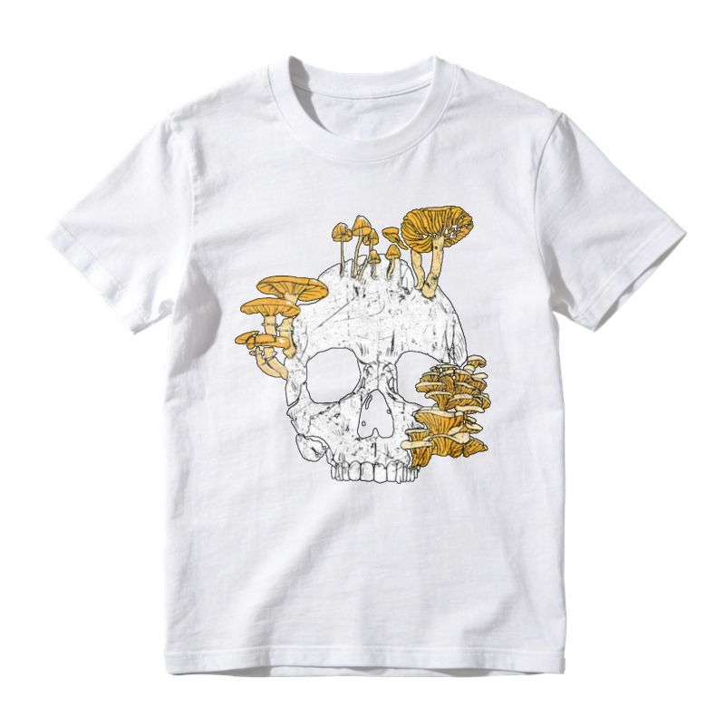 Skull With Mushrooms Growing On Head Graphic T-shirt