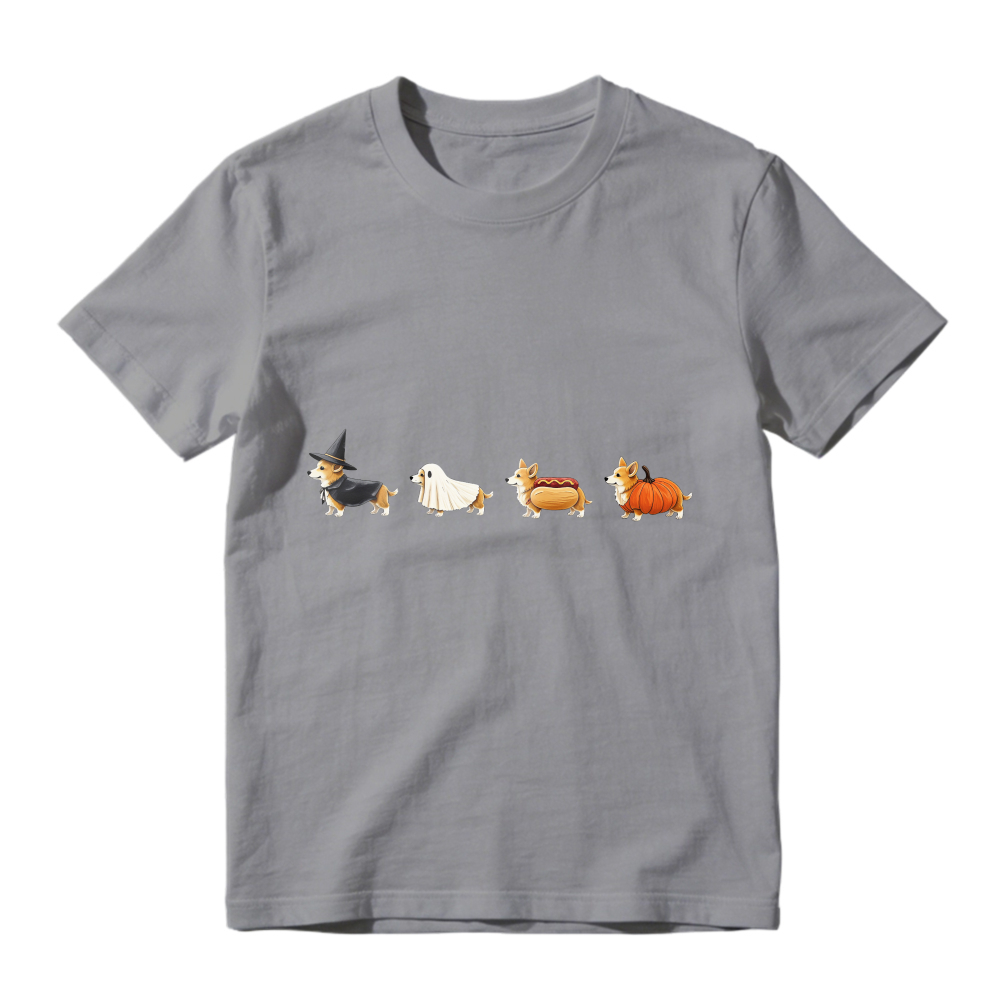 Halloween Corgi Dogs In Witch Ghost Hotdog Pumpkin Costumes, Unisex Classic T-shirt