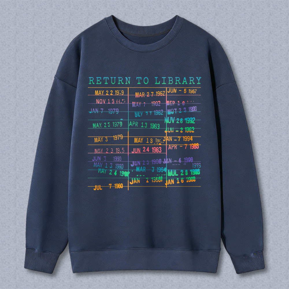 Wardrobecart Return To Library Date Stamp Pattern Unisex Classic Sweatshirt