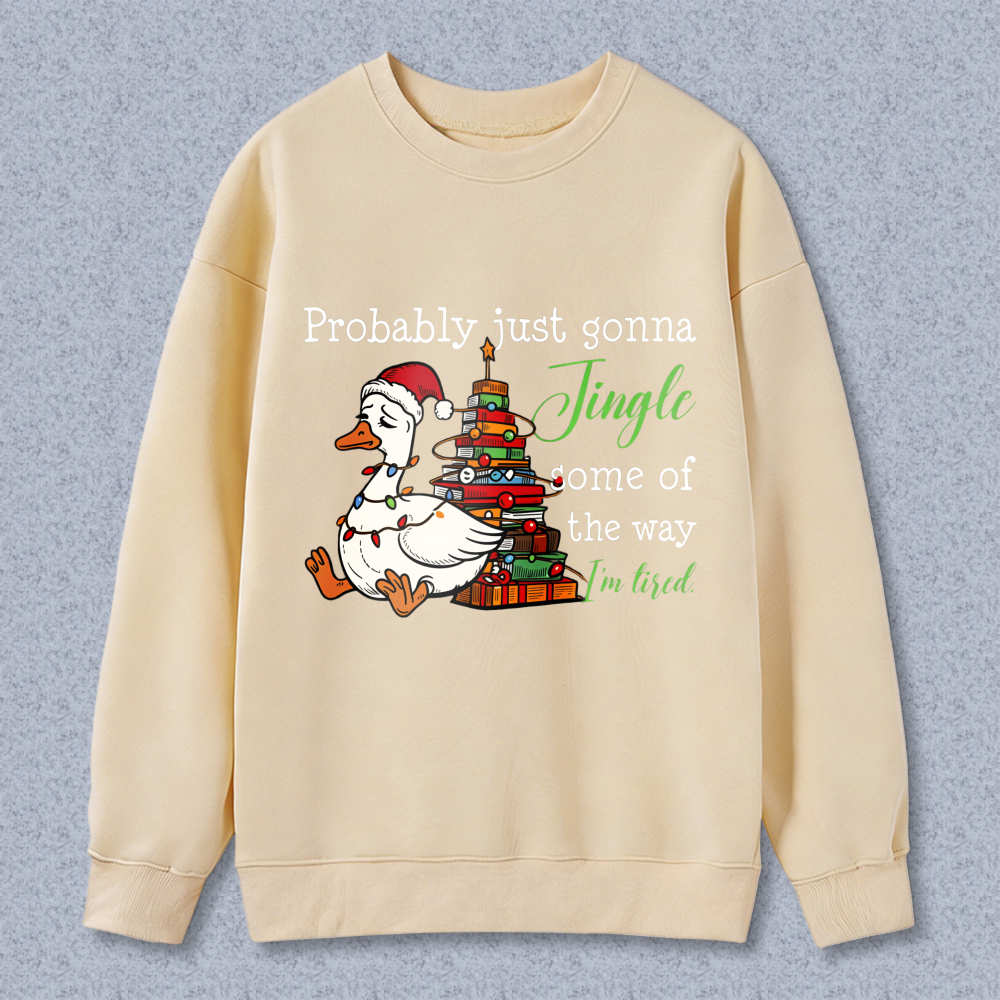 Wardrobecart Duck With Christmas Tree And Presents Jingle I'm Tired Unisex Classic Sweatshirt