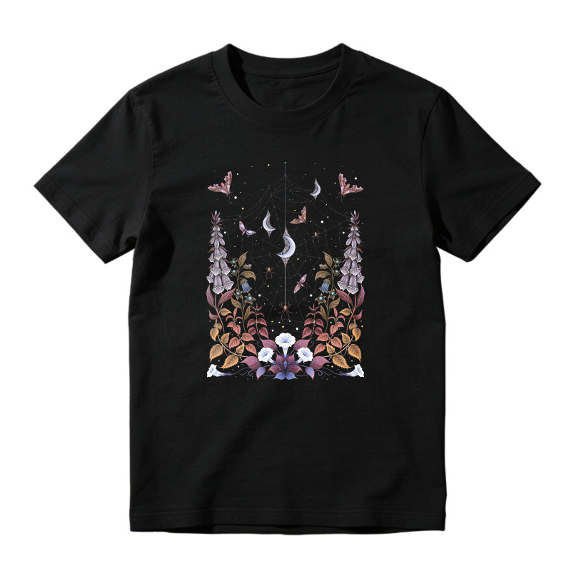Mystical Moon Phase Floral And Butterfly Garden Art, Unisex Classic T-shirt