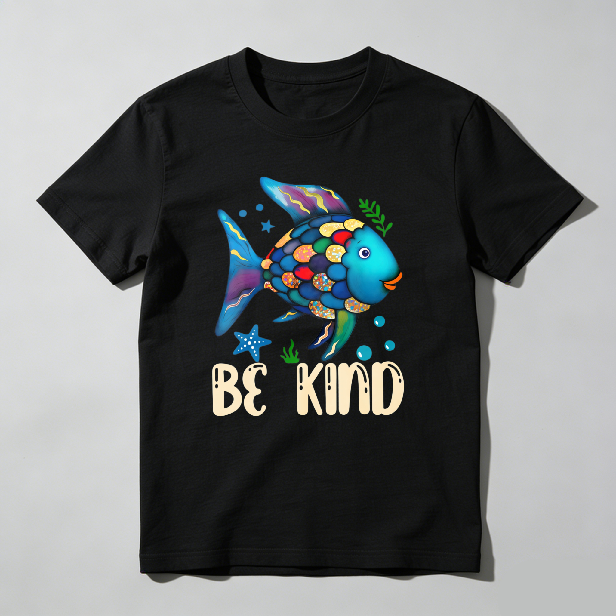 Wardrobecart Colorful Fish With Be Kind Text Tshirt
