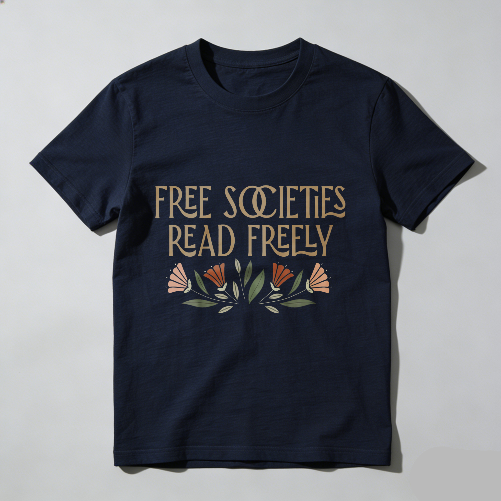 Wardrobecart Free Societies Read Freely Floral Design Tshirt