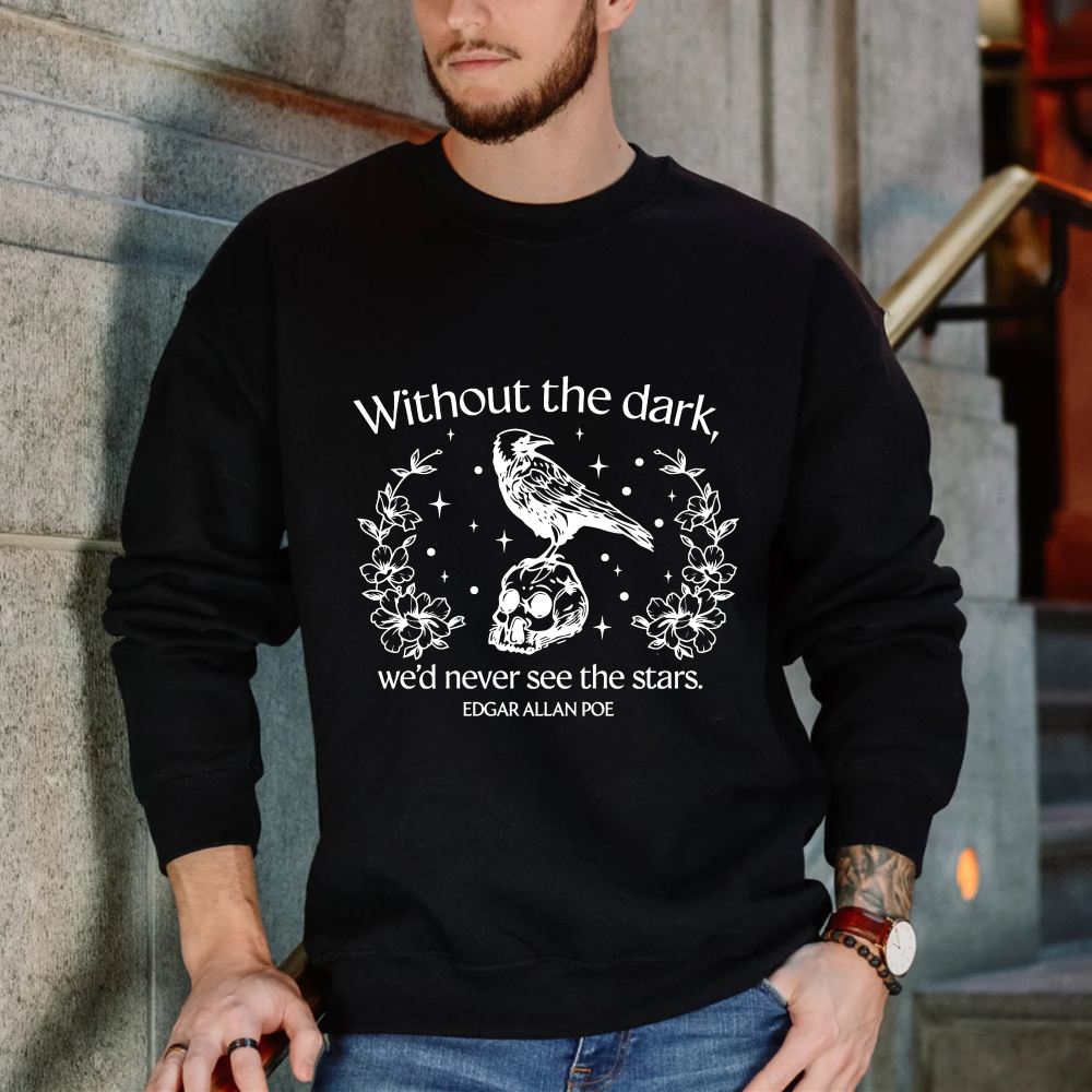 Wardrobecart Raven Skull Flowers Stars Quote Edgar Allan Poe Unisex Classic Sweatshirt