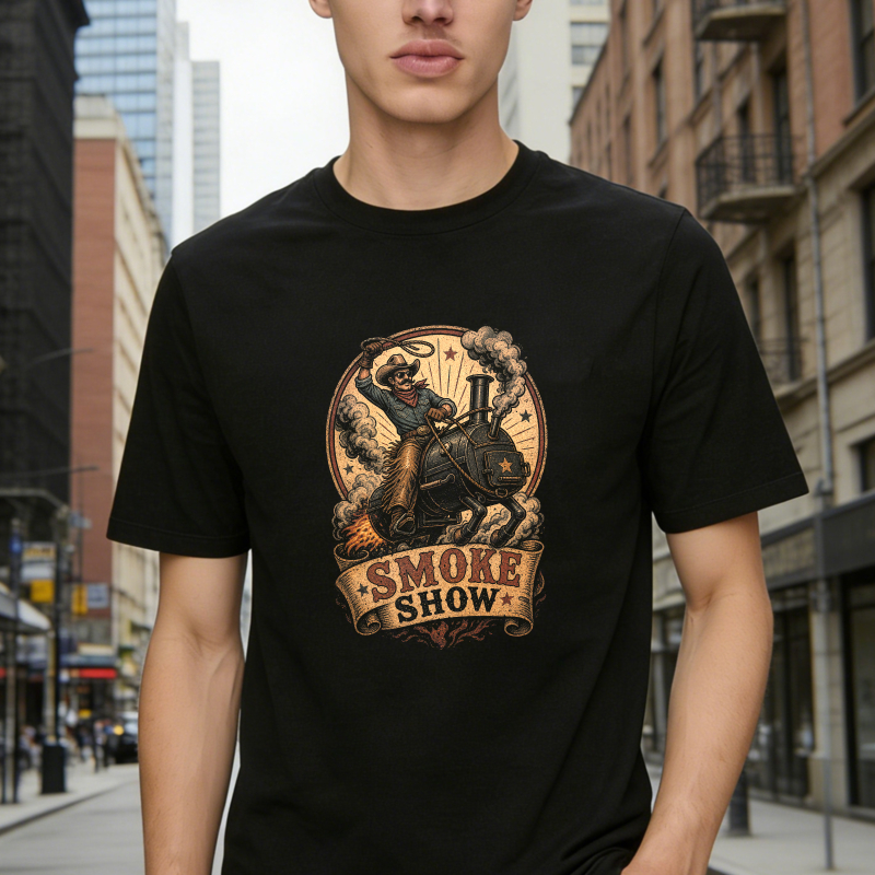Smoke Show Vintage Cowboy Steam Train Illustration Unisex Classic T-shirt