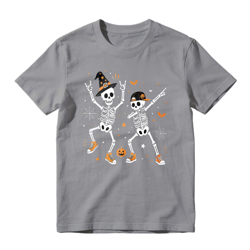 Funny Halloween Skeletons Dabbing With Witch Hat And Pumpkin Unisex Classic T-shirt