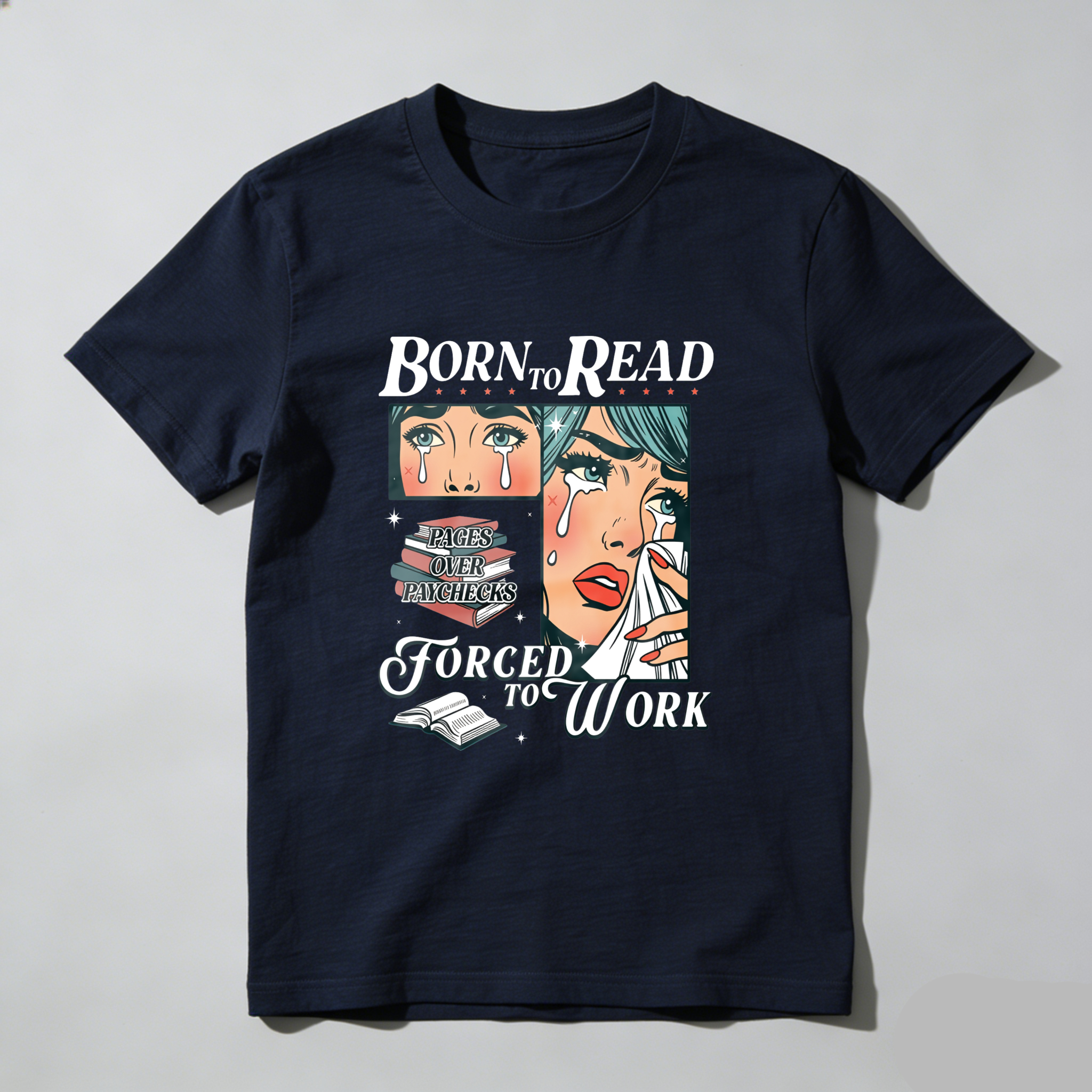 Wardrobecart Born To Read Forced To Work Tshirt(3)