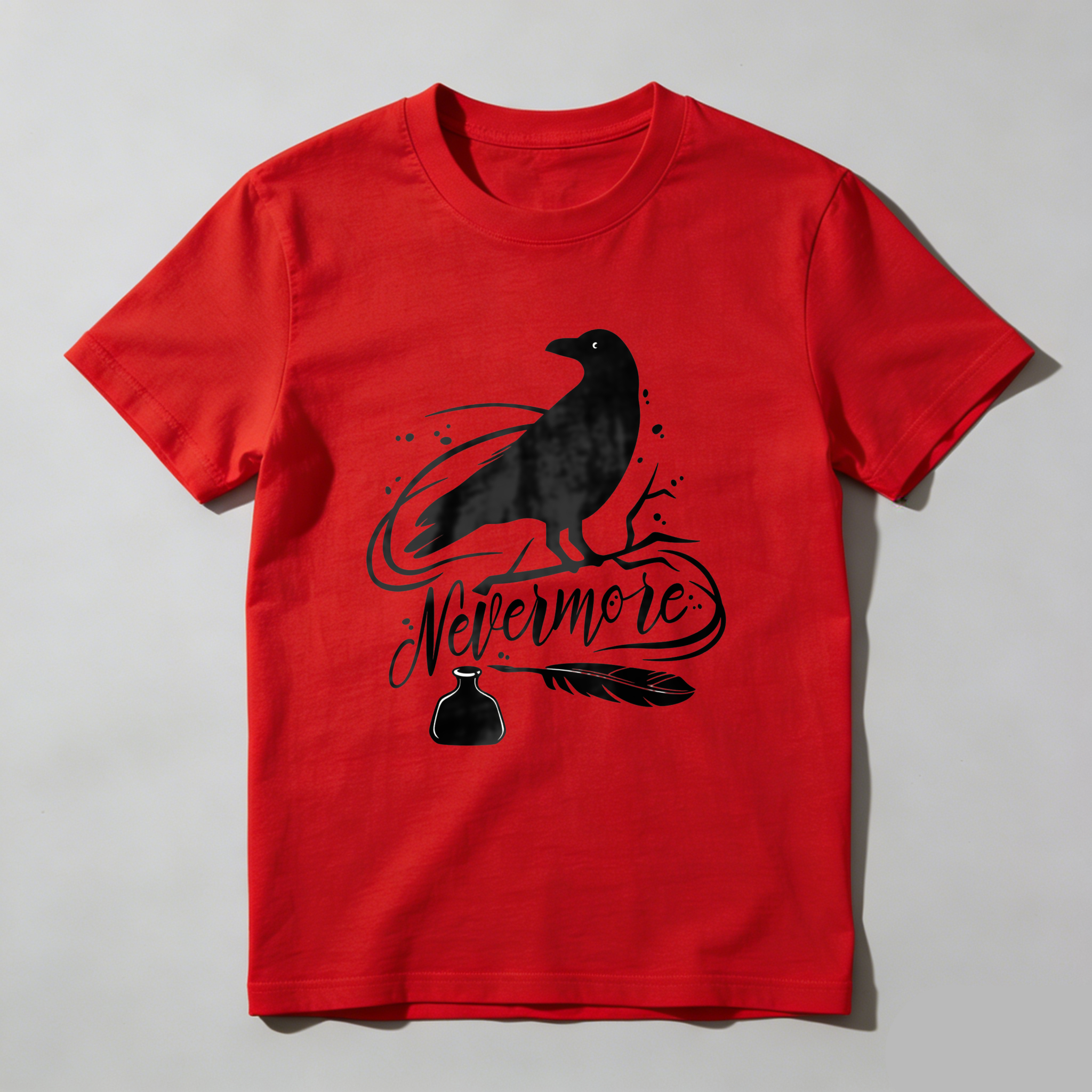 Wardrobecart Nevermore Raven With Feather And Bottle Tshirt