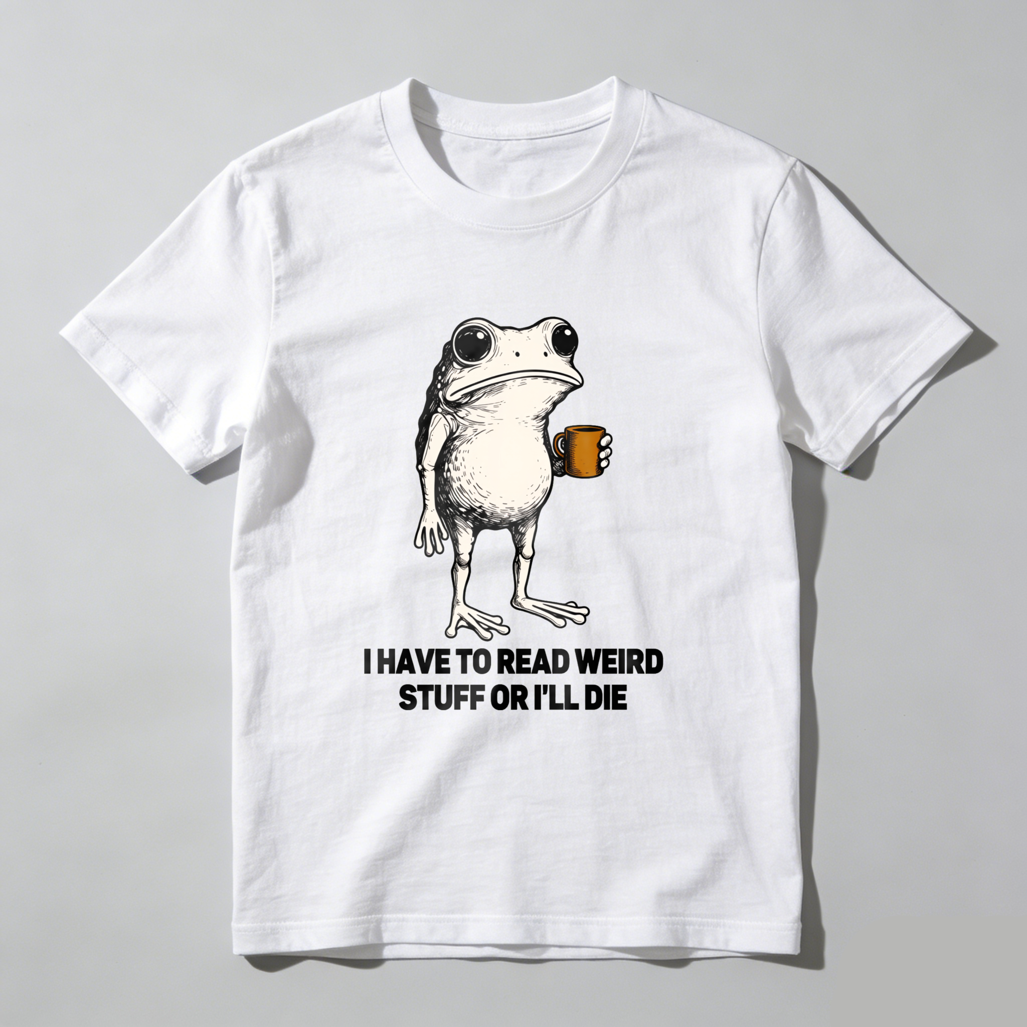 Wardrobecart Frog Holding Coffee Mug Standing Tshirt