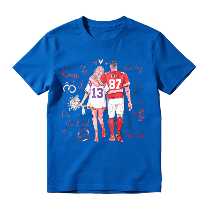 Keep It On The Land The Sky The Sea Football Couple Jersey Number 13 And 87 Kelsey Unisex Classic T-shirt
