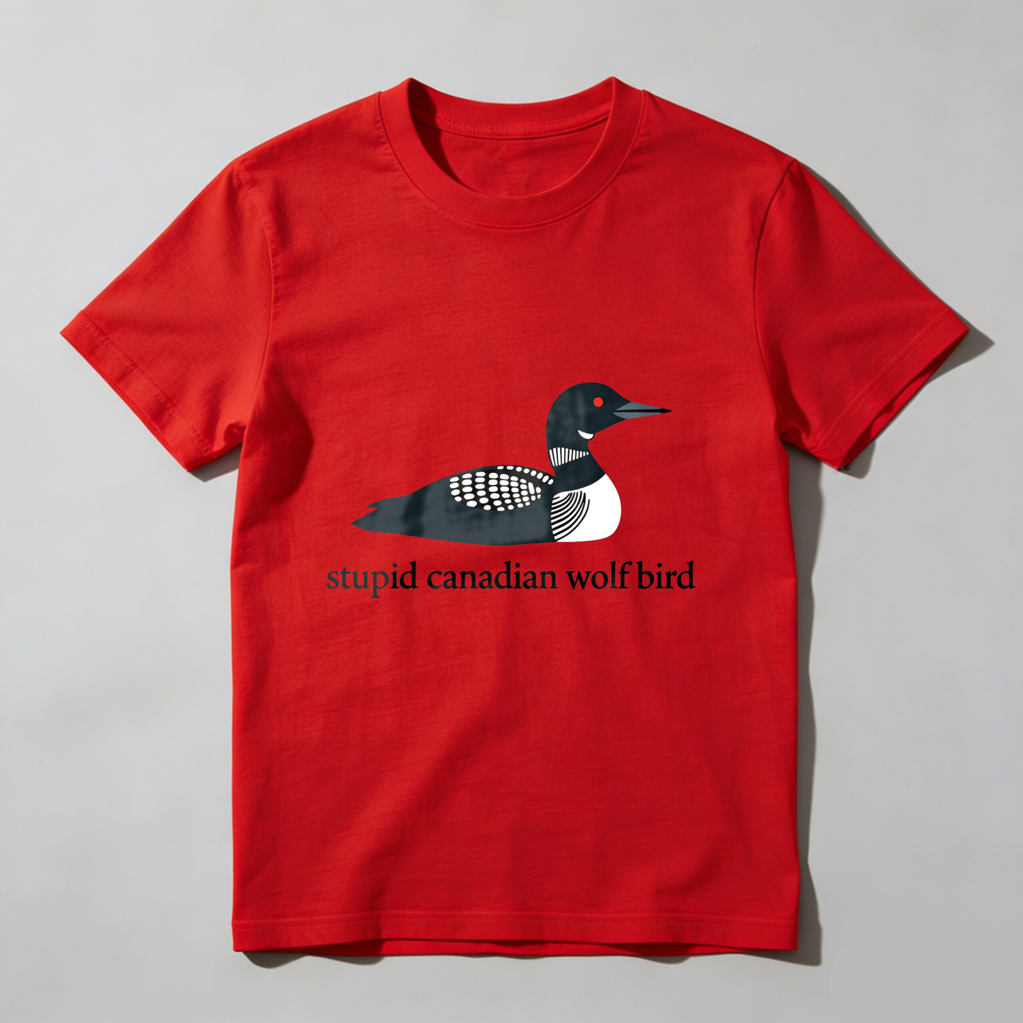 Wardrobecart Loon Bird With Checkered Wings And Red Eye Tshirt
