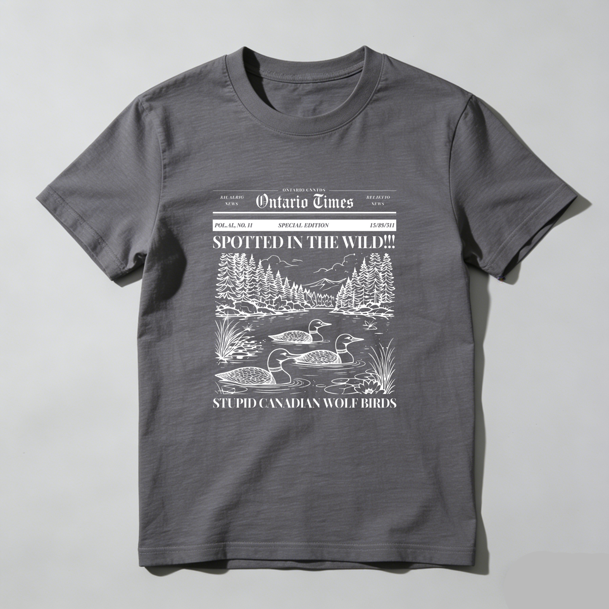 Wardrobecart Ontario Times Spotted In The Wild Stupid Canadian Wolf Birds Tshirt