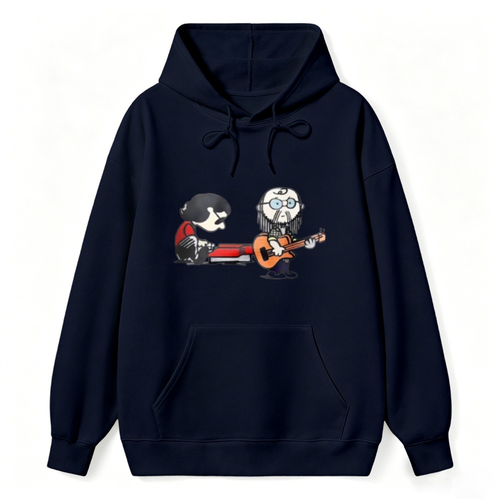 Cartoon Musicians Playing Guitar And Keyboard Unisex Classic Hoodie