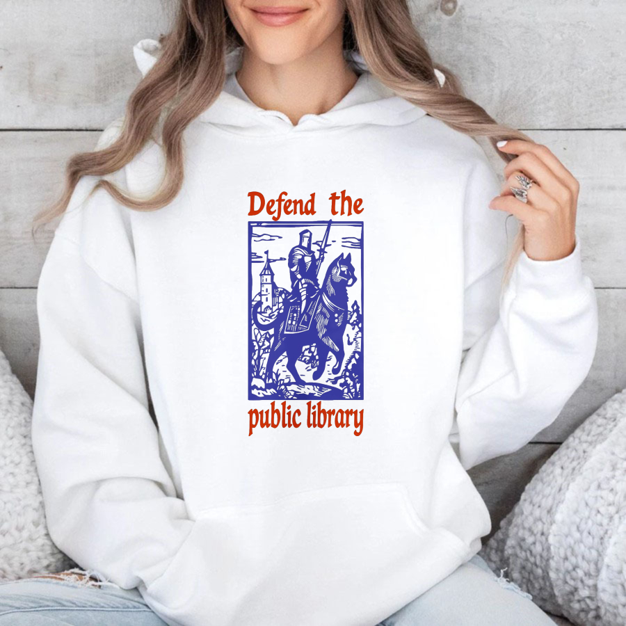 Wardrobecart Defend The Public Library Knight And Horse Design Unisex Classic Hoodie