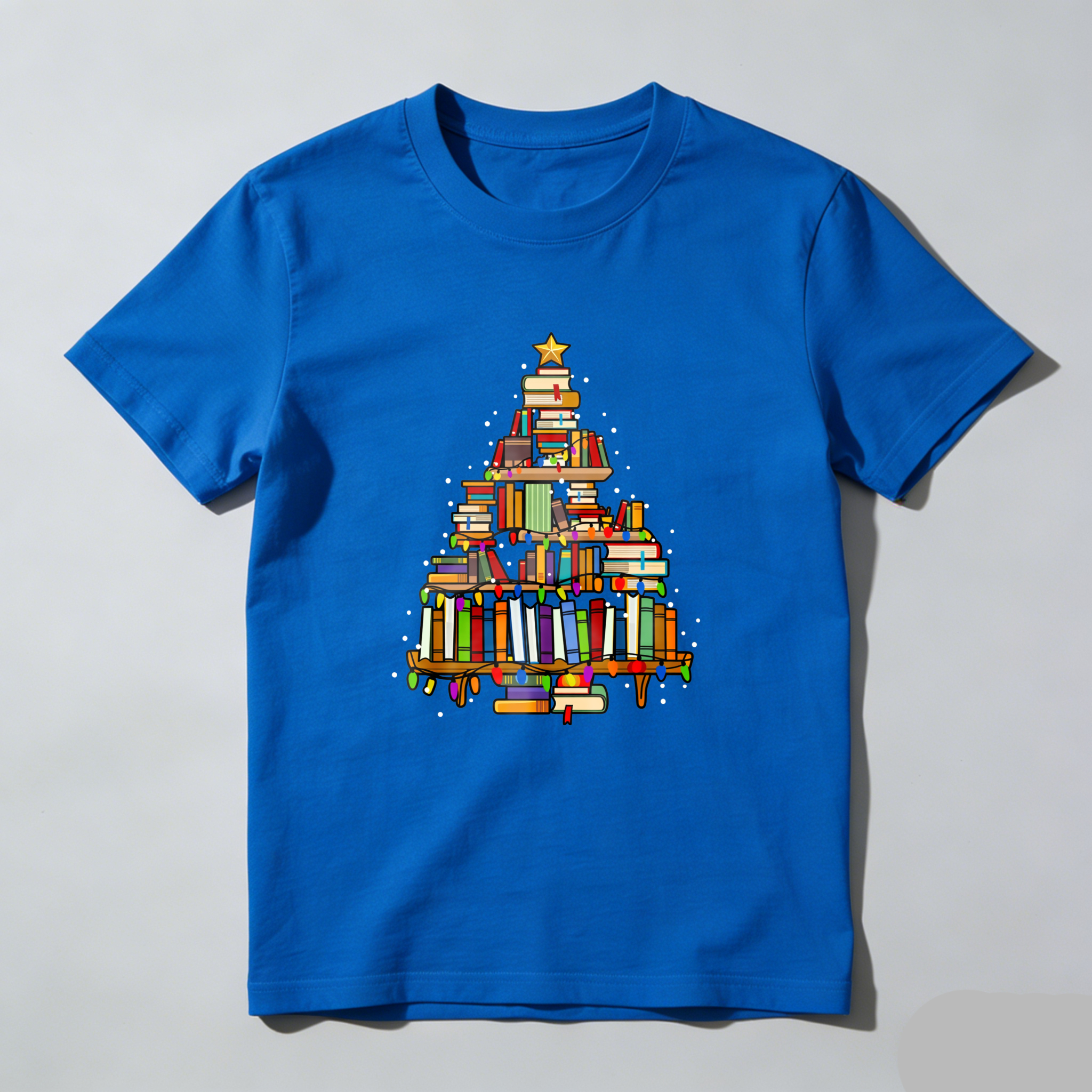 Wardrobecart Books Form Christmas Tree Pattern Tshirt