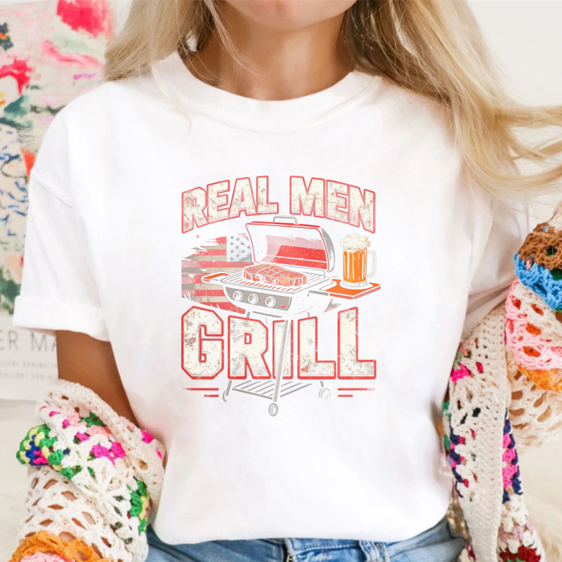 Real Men Grill American Flag Bbq Beer Graphic Unisex Classic T-shirt