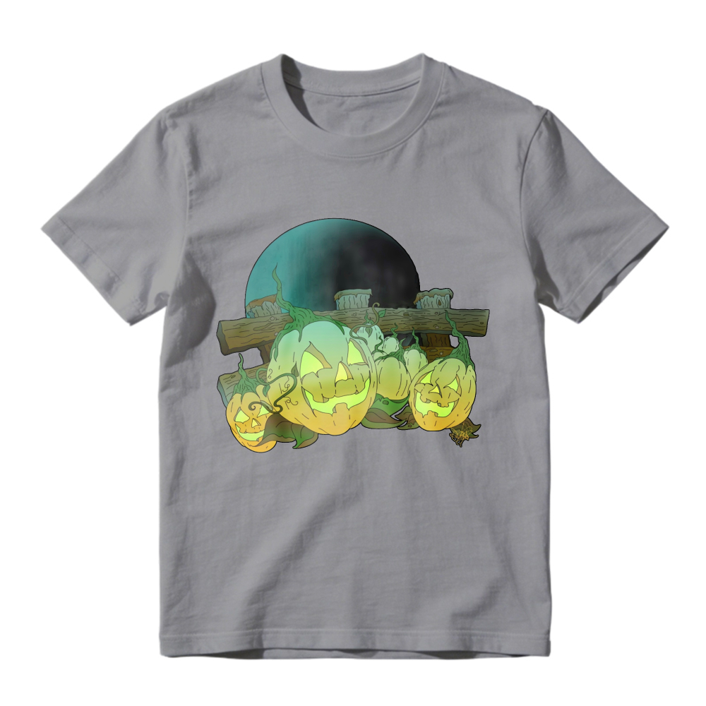 Glowing Jack O Lantern Pumpkins With Full Moon, Unisex Classic T-shirt