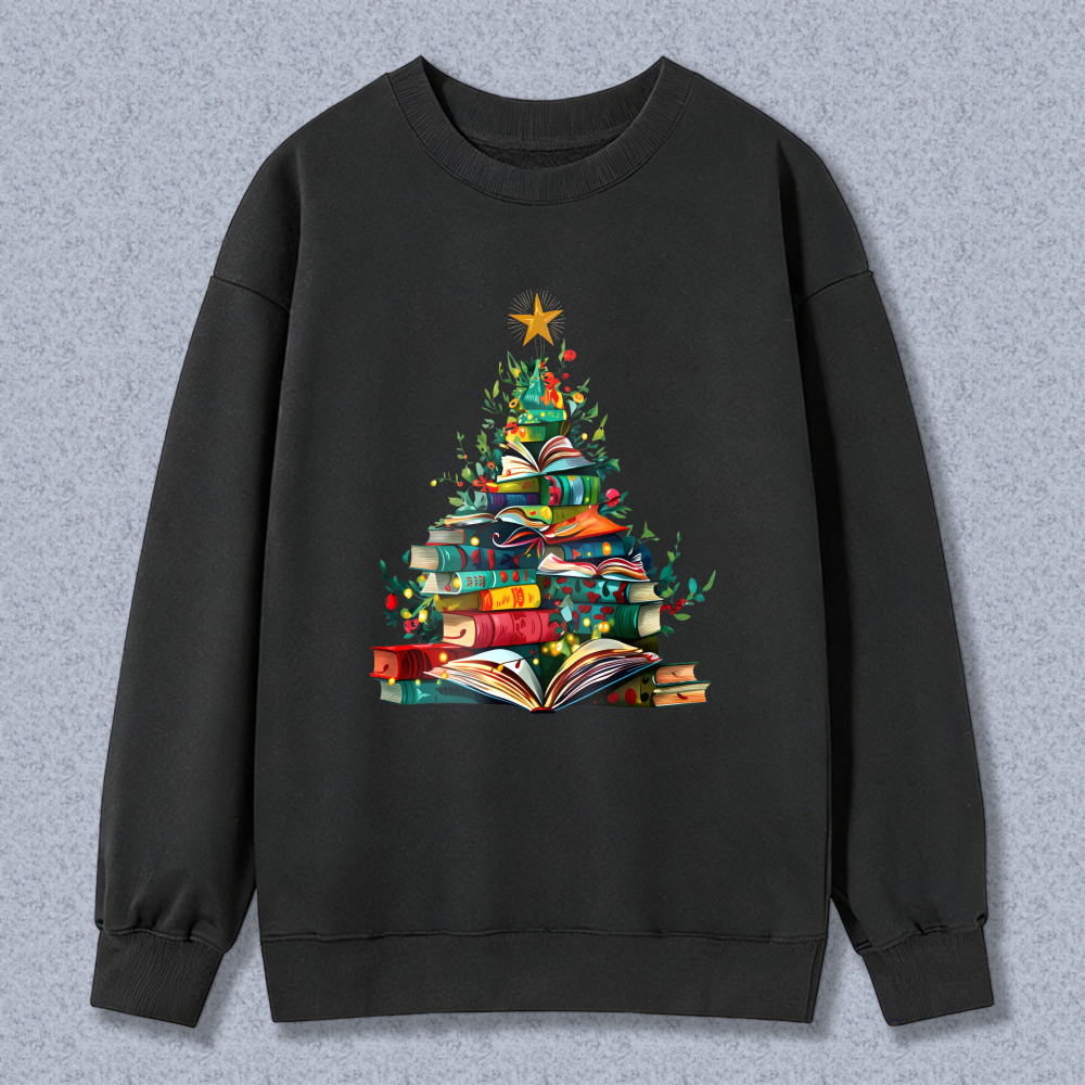 Wardrobecart Christmas Tree Made Of Books Unisex Classic Sweatshirt