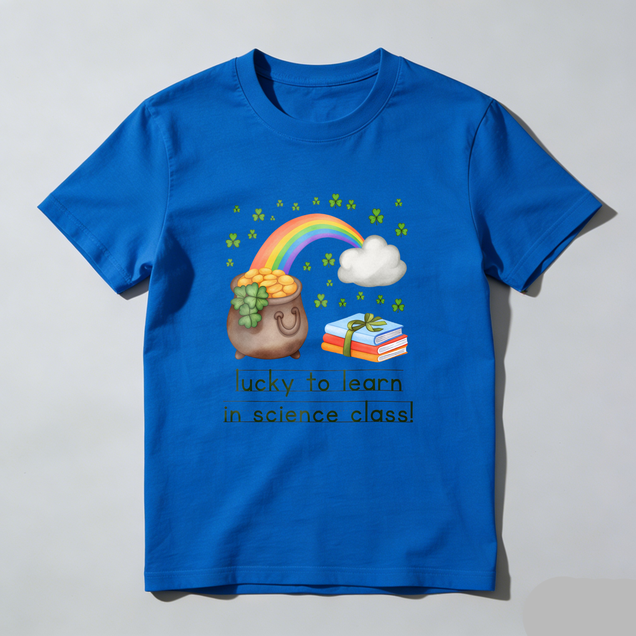 Wardrobecart Pot Of Gold Rainbow Books Clover Cloud tshirt
