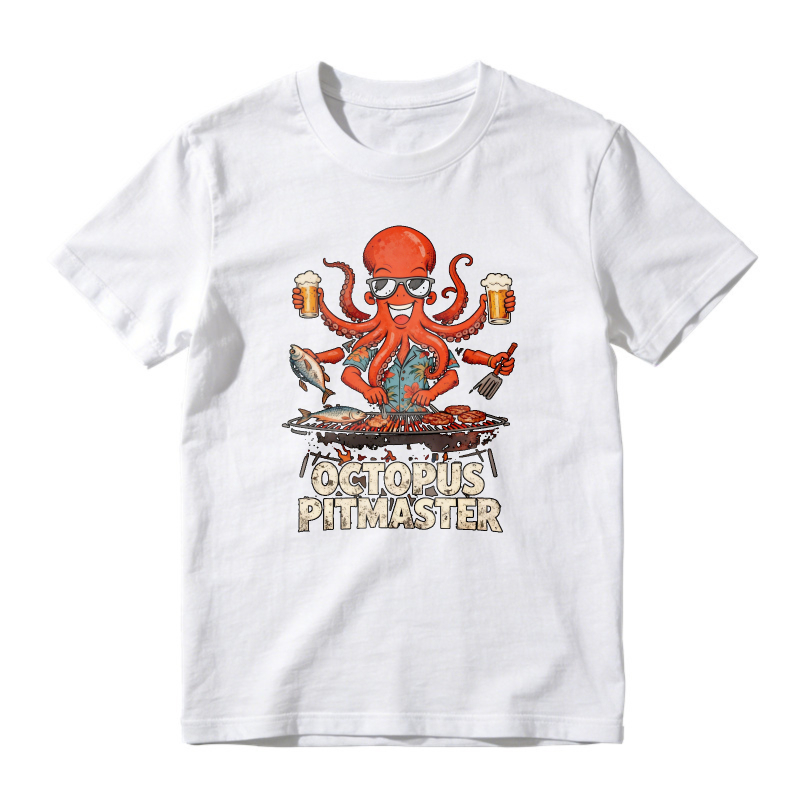 Octopus Pitmaster Grilling Seafood Beer Funny Graphic Unisex Classic T-shirt