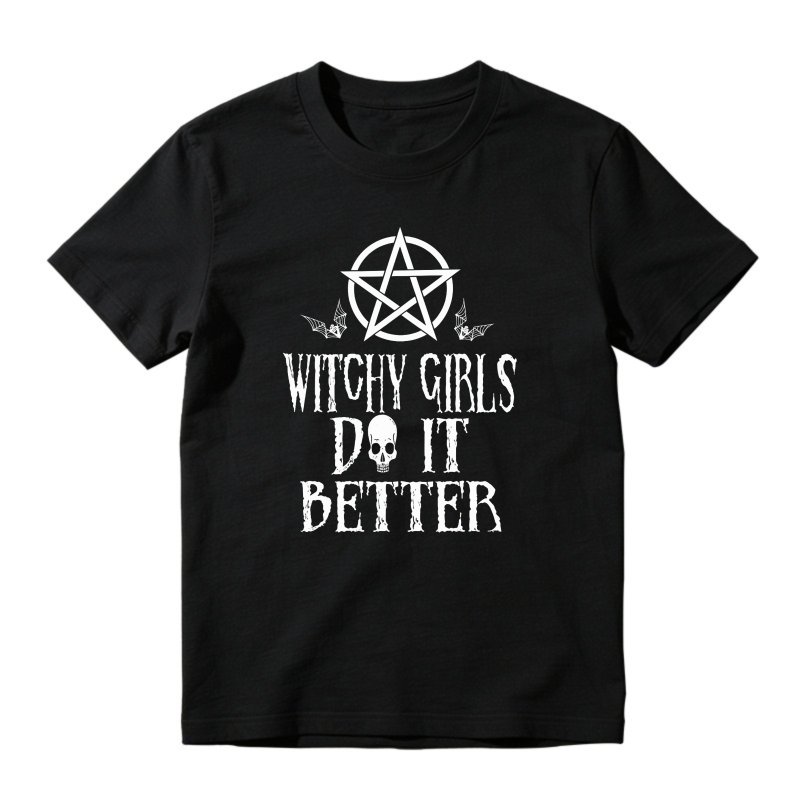 Witchy Girls Do It Better Pentagram Skull Graphic, Unisex Classic T-shirt