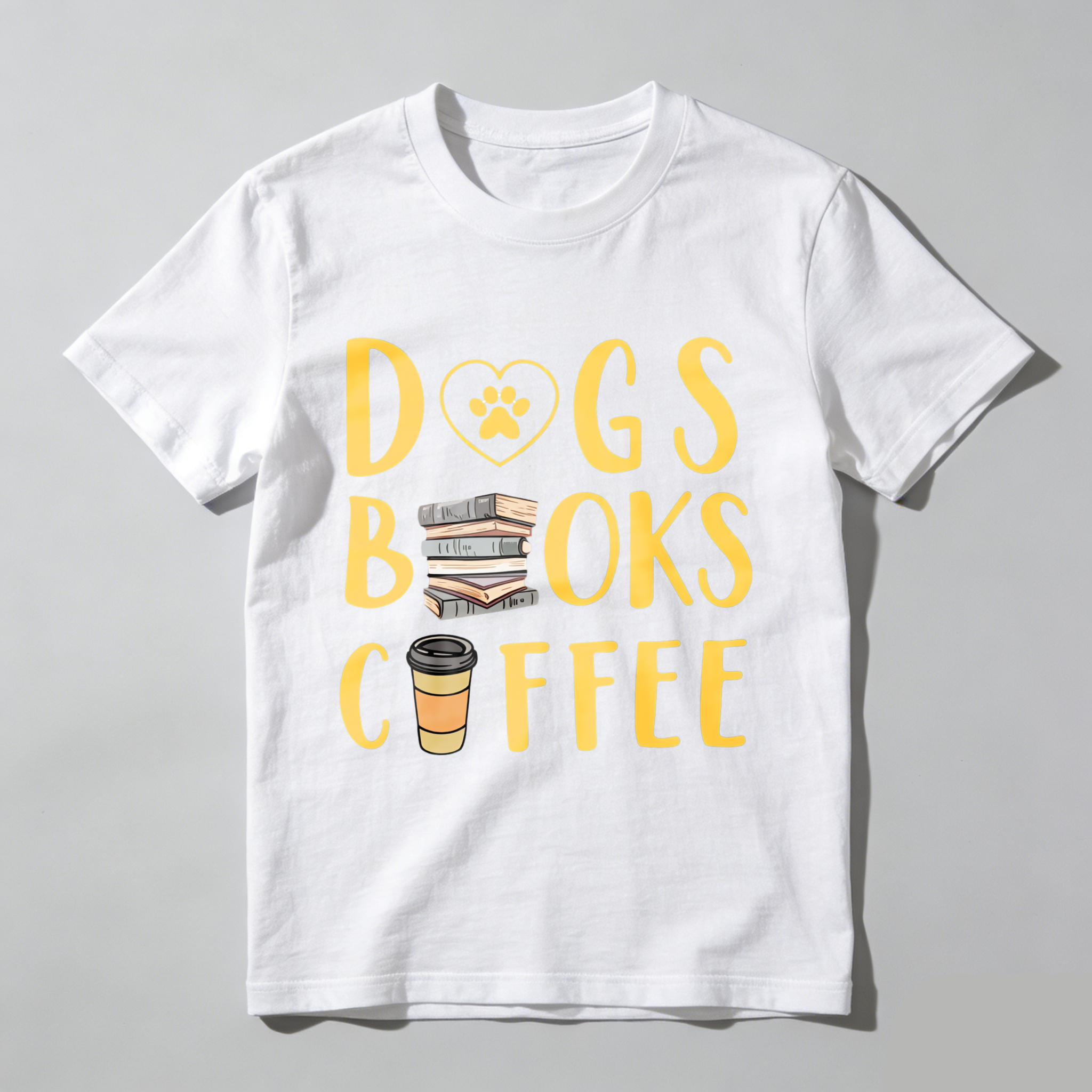 Wardrobecart Dogs Books Coffee Tshirt